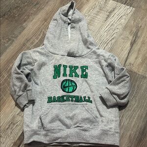 Nike Gray Hoodie with Green Basketball Graphic